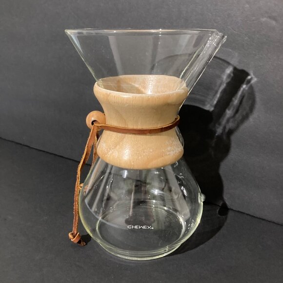 Vintage 1970s Chemex Pour Over Coffee Maker Glass And Wood - Picture 3 of 7